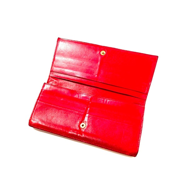 BOTTEGA VENETA VINTAGE INTRECCIATO LEATHER LONG WALLET RED - Picture 4 of 13
